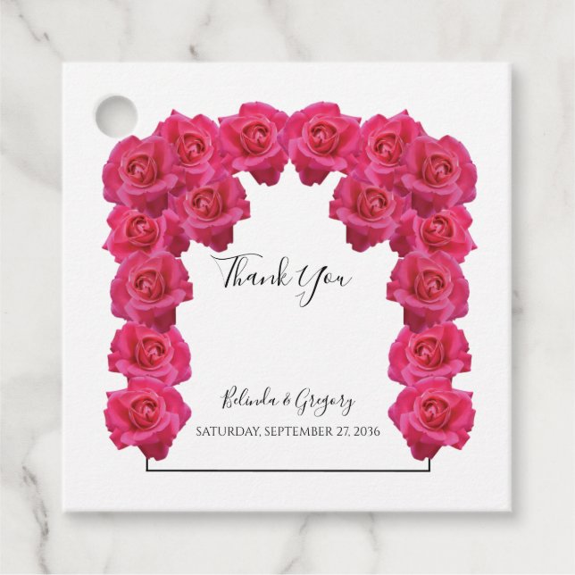 Pink Roses Wedding Gift Fvor Tags Geschenkanhänger (Vorderseite)