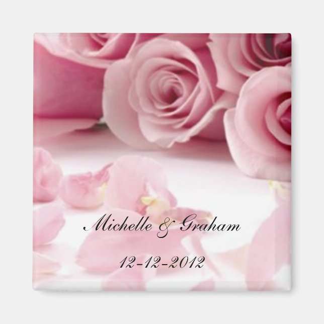 Pink Roses Wedding Souvenir Magnet (Vorne)