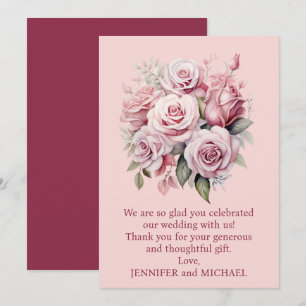 Pink Roses Wedding Vielen Dank Dankeskarte