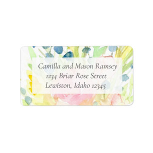 Pink Roses Wildflower Bouquet Return Address Adressaufkleber