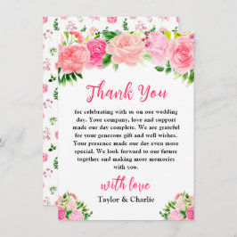 Pink Roses with Foliage Wedding Dankeskarte