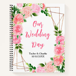 Pink Roses with Foliage Wedding Planner Notizbuch