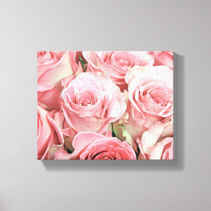 Pink Roses Wrapped Canvas Leinwanddruck