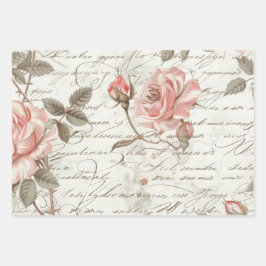 Pink Roses Wrapping Paper Geschenkpapier Set