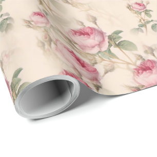 Pink Roses Wrapping Papier Blumenzettel Wrap Geschenkpapier
