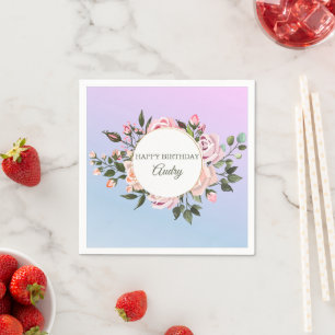 Pink Roses Wreath Serviette