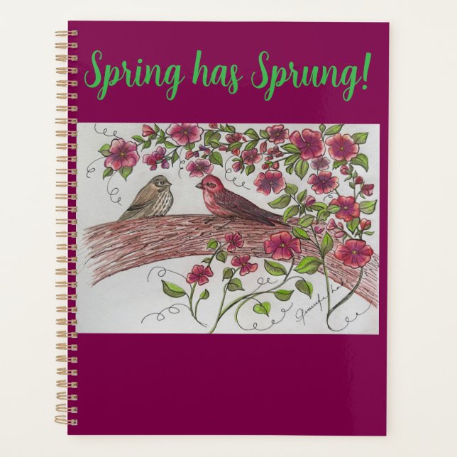 Pink Rosie Finches Planner Planer (Vorderseite)
