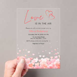 Pink & Rot Liebe liegt in der Luft Brautparty Acryleinladungen