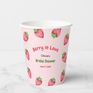 Pink & Rot Strawberry Berry in Love Brautparty  Pappbecher