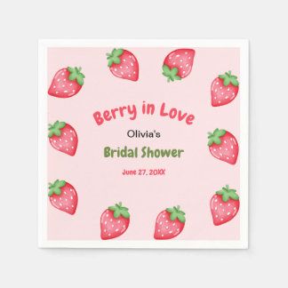 Pink & Rot Strawberry Berry in Love Brautparty  Serviette