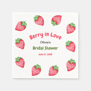 Pink & rote Erdbeeren Berry in Love Brautparty Serviette