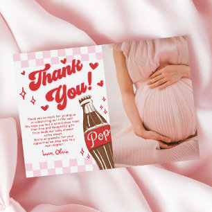 Pink Rotes Sie ist bereit zu platzen Baby Shower F Dankeskarte