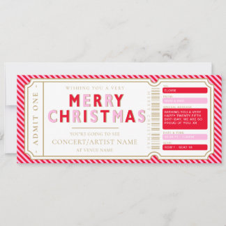 Pink-Rotes Weihnachtskonzert-Ticket-Geschenkgutsch Einladung