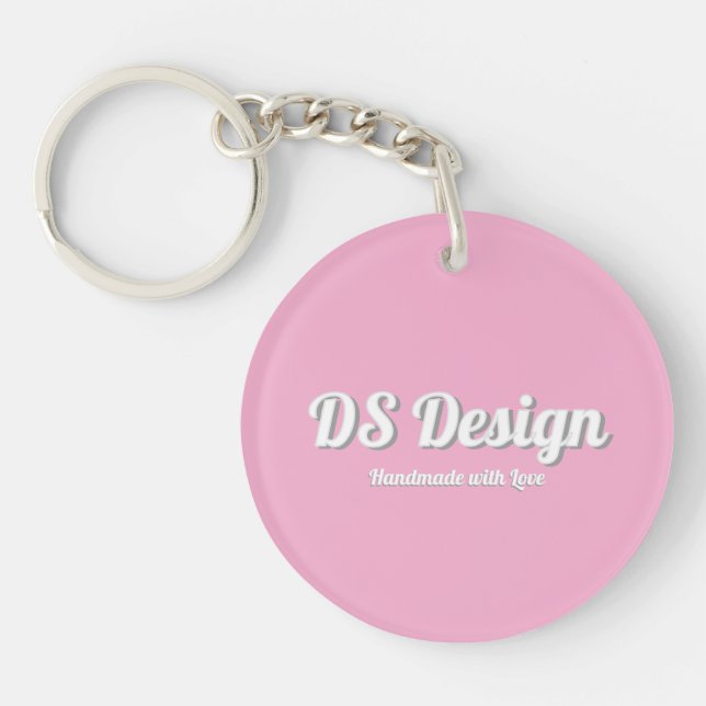 Pink Round Keychain Schlüsselanhänger (Vorderseite)