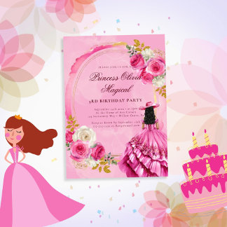 Pink Royal Little Princess Einladung zum Geburtsta