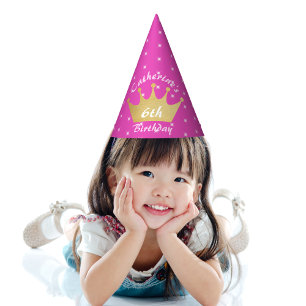 Pink Royal Princess Crown Girl Birthday Partyhütchen