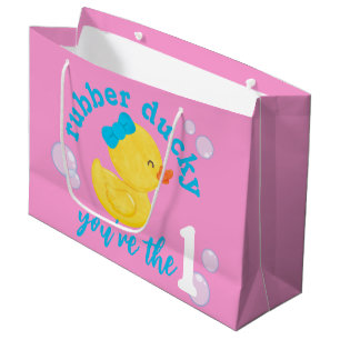 Pink Rubber Ducky Du bist der 1. Geburtstag Große Geschenktüte