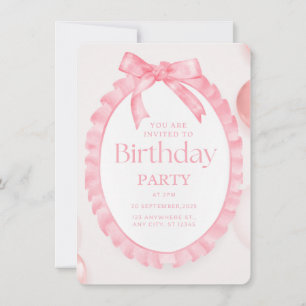 Pink Ruffle Bow Geburtstagseinladung Einladung