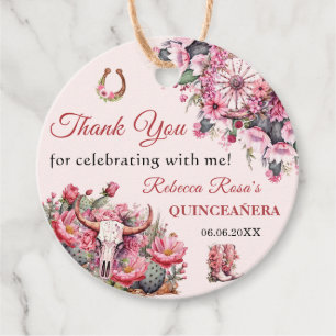 Pink Rustic Boho Western Charra Theme Quinceanera Geschenkanhänger