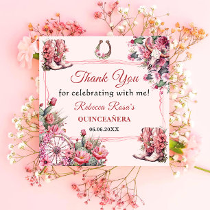 Pink Rustic Boho Western Charra Theme Quinceanera Serviette