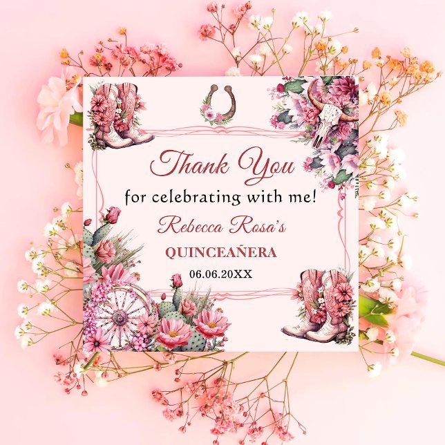 Pink Rustic Boho Western Charra Theme Quinceanera Serviette (Von Creator hochgeladen)