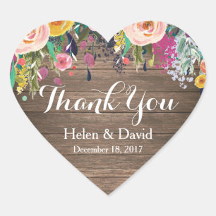 Pink Rustic Danke Gastgeschenk Hochzeit Stickers
