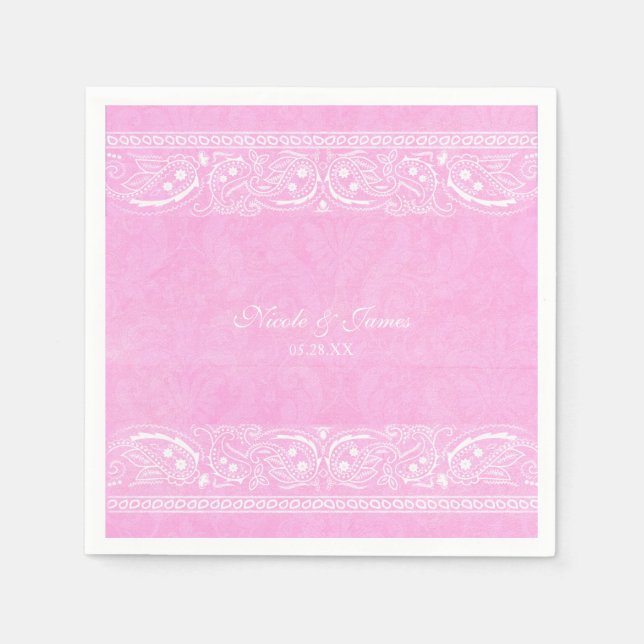 Pink Rustic Paisley Country Western Hochzeit Serviette (Vorderseite)