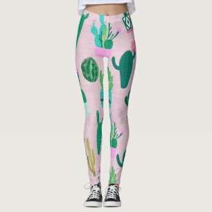 Pink Rustic Southwestern Cacti Cactus Pflanze Leggings