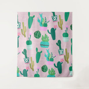 Pink Rustic Southwestern Cacti Cactus Pflanze Wandteppich