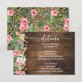 Pink Rustic Wild Safari Animals Baby Shower Detail Begleitkarte