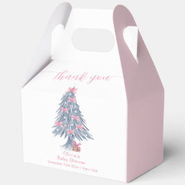 Pink Rustic Winter Bow Christmas Tree Baby Shower  Geschenkschachtel