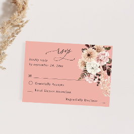 Pink Rustikal, ohne UAWG - PK RSVP Karte