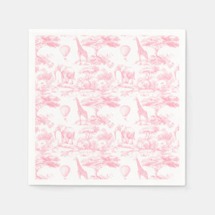 Pink Safari Animals Toile de Jouy Baby Dusche Serviette