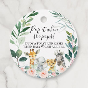 Pink Safari Baby Dusche Pop Es Gefallen Tags Geschenkanhänger