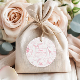 Pink Safari Jungle Animals Baby Shower Favor Geschenkanhänger