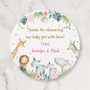 Pink Safari Jungle Baby Dusche Danke Geschenkanhänger