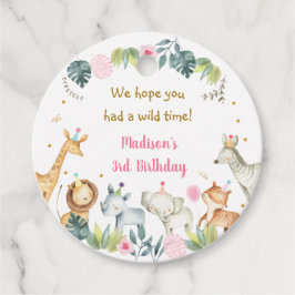 Pink Safari Party Tier Geburtstag Geschenkanhänger