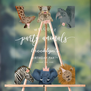 Pink Safari Thema Geburtstagsparty Begrüßung Acrylschild