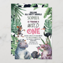 Pink Safari Tiere Wild 1. Geburtstag
