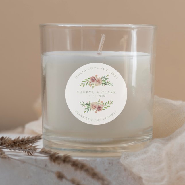 Pink Sage Custom Garland Wedding Sanitizer Runder Aufkleber (Von Creator hochgeladen)