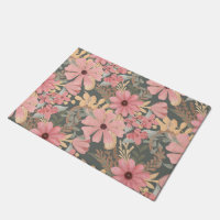 Pink Sage Green Flowers Leave Watercolor