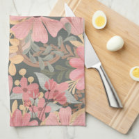 Pink Sage Green Flowers Leave Watercolor