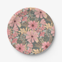 Pink Sage Green Flowers Leave Watercolor