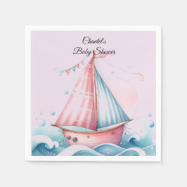 Pink Sailboat Nautical Baby Dusche Papier Napkins Serviette