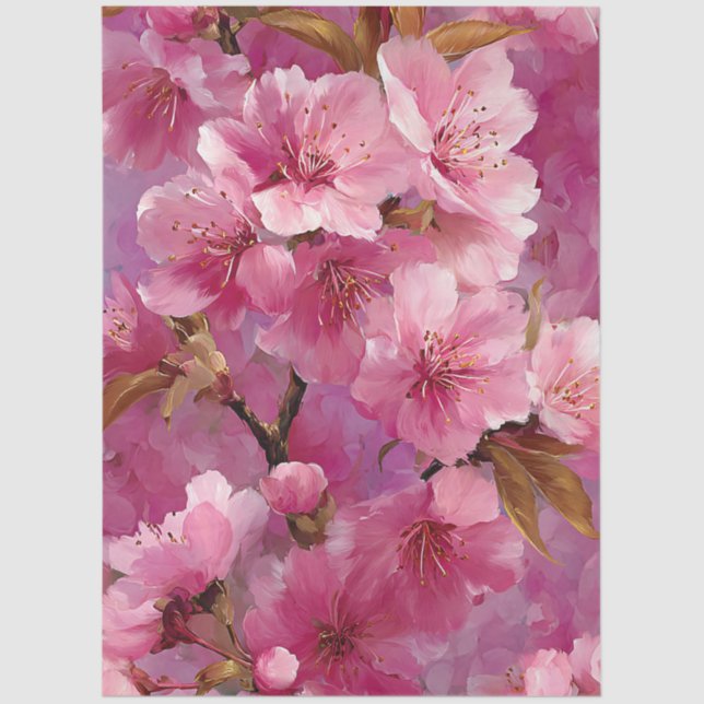 Pink Sakura Blossom Decoupage Seidenpapier (Vorderseite)