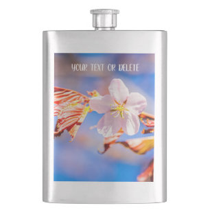 Pink Sakura Blume Blue Sky Flachmann