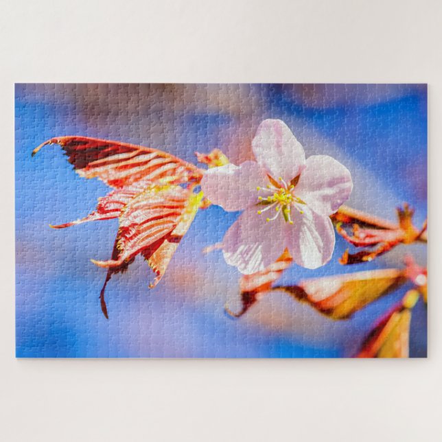 Pink Sakura Blume Blue Sky Puzzle (Horizontal)