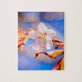 Pink Sakura Blume Blue Sky Puzzle