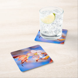 Pink Sakura Blume Blue Sky Rechteckiger Pappuntersetzer