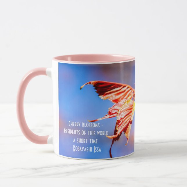 Pink Sakura Blume Blue Sky Tasse (Links)